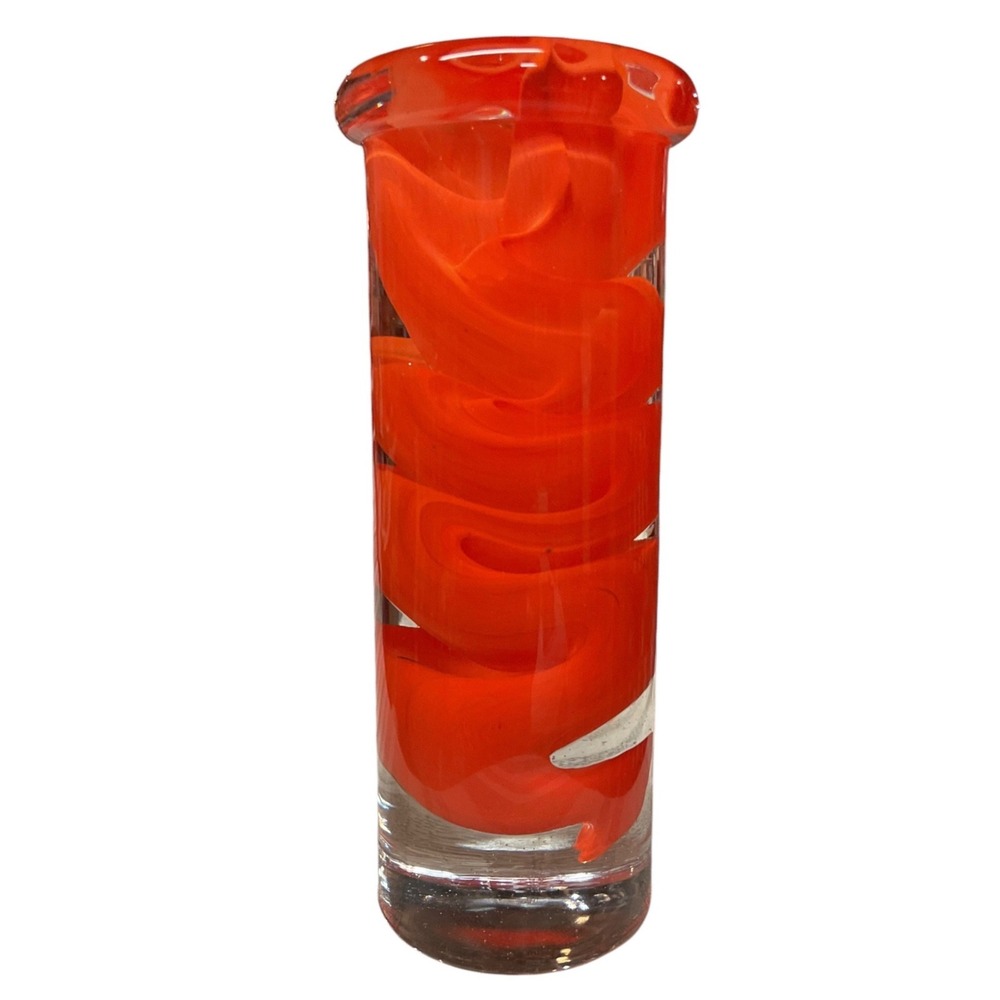 Kosta Boda Red Swirl Candlestick Holder Votive 6" Tall Swedish Decor One Size